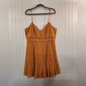 Fashion Nova Women Copper Tan Spaghetti Strap Eyelet Dress Size 1X Summer Beach